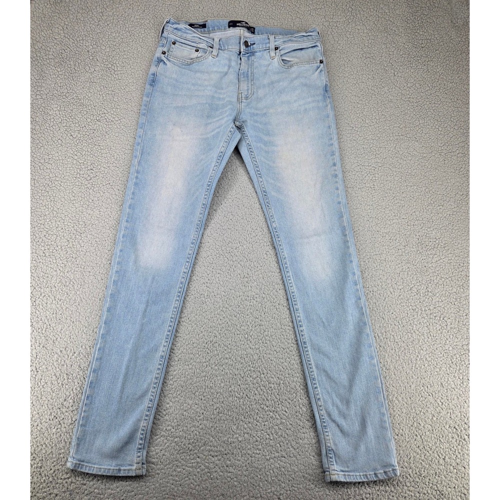 Hollister Jeans Mens 32x34 Skinny Epic Flex Light Wash Blue Denim Stretch